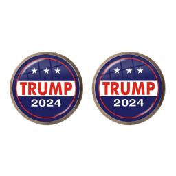 Brincos antigos coleção 2024, coleção eua trump, pingente de vidro, brincos de haste, joias para mulheres e homens - Image 3