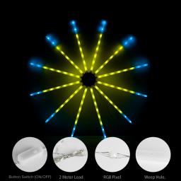 Fogo de artifício luzes de natal corda ws2812b rgb-96 led rf 4key 18 modos festa feriado festival decoração ao ar livre iluminação ip65 usb 5v - Image 3