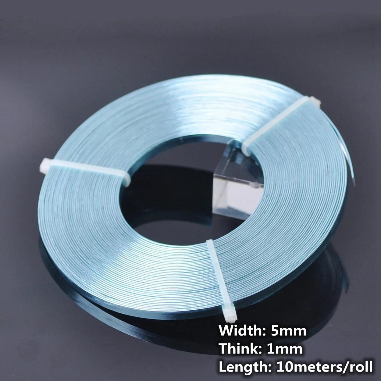 Fio De Metal Macio Para Fazer Jóias, Fio De Alumínio Plano, Cabo De Artesanato DIY, 10m por Rolo, 5x1mm, 12 Cores - Image 1