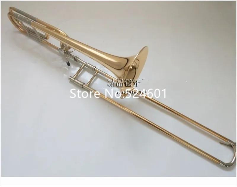 Venda quente bach 42go tenor bb/f trombone ouro cobre profissional jogando instrumentos musicais com concha e bocal - Image 1