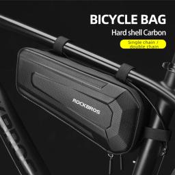 Rockbros saco de bicicleta duplo zíper casca dura frente tubo quadro à prova dbig água grande capacidade ciclismo pacote mtb bicicleta estrada acessórios - Image 2