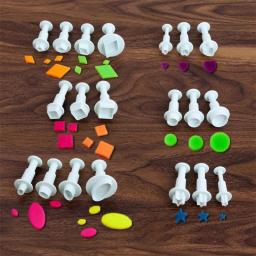 Forma redonda de flor quadrada de coração 3 embutida formato de coração e estrela para decoração de bolo fondant em formato de goma pasta americana artesanato cortador de açúcar ferramentas para biscoitos - Image 1