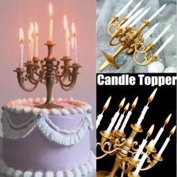 Velas e Suporte Castiçal, Decorações de Bolo, Festa de Aniversário, Castiçal Toppers, Decoração, Novo, 1 Conjunto - Image 1