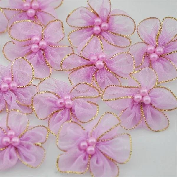 Fita de Organza com Arcos Florais para Artesanato e Decoração de Casamento e Natal - 10 Peças de 30mm