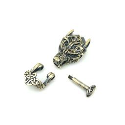 Edc ferramenta ao ar livre diy acessórios para pulseira tecelagem paracord multifunções fivela de bronze cabeça lobo/dropshipping - Image 6