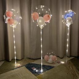 Balões de led para decoração, casa e festa, suporte, balões metalizados em látex, para decoração de casamento, casa, globos - Image 1