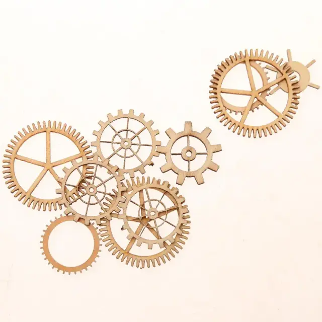 Conjunto de 36 Peças de Madeira Mista para Artesanato DIY Estilo Steampunk