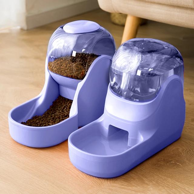 Alimentador Automático de 3,8L para Cães e Gatos com Fonte de Água e Tigela de Comida Lenta
