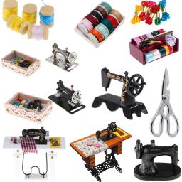 Multi estilos crianças casa de bonecas decoração móveis em miniatura máquina de costura linha tesoura acessórios para bonecas casa brinquedos para meninas - Image 1