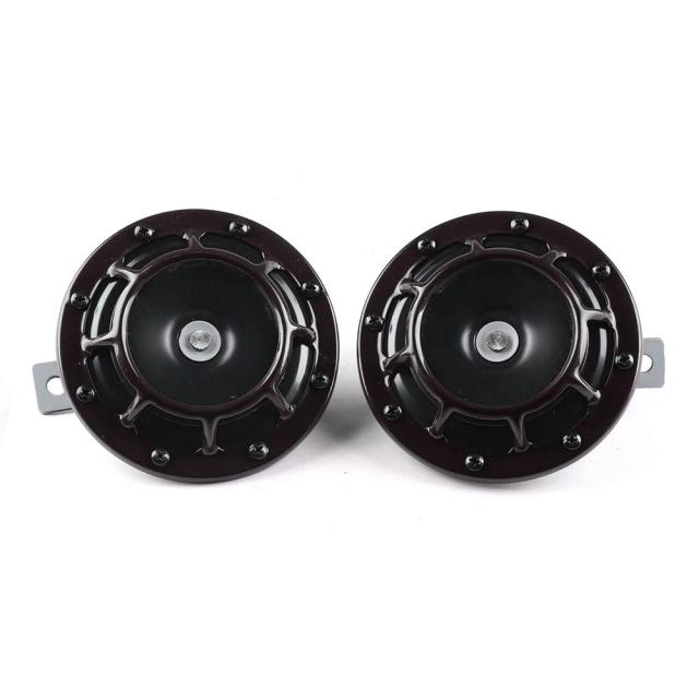 Kit de Sirene Elétrica Compacta Tom Air para Motocicleta e Carro - 12V, 115dB, Cores Vermelha e Preta, 2 Peças