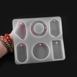 Conjunto de molde de silicone para colar com pingente, 6 designs, chaveiro, resina epóxi, faça você mesmo, ferramenta de fazer joias, acessórios, 1 peça - Image 4