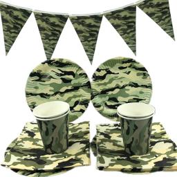 Camuflagem Theme Party Decorações, Exército Verde Louça, Copo de Papel, Prato, Guardanapos, Banners, Baby Shower, Kids' Birthday Supplies - Image 1