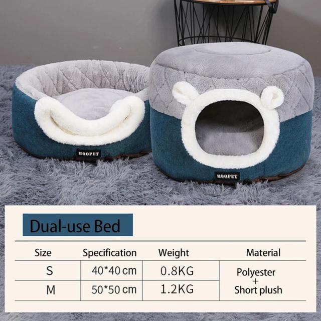 Cama Macia de Pelúcia para Gatos e Filhotes: Ninho Quente e Confortável para Inverno