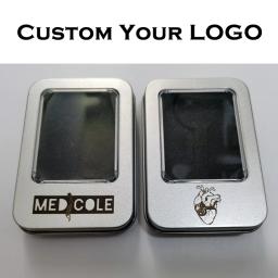 Personalizado personalizado prata metal presente caixa de lata, personalizado seu logotipo nome texto, gravado a laser, pingente caso para anel, colar, chaveiro, relógio - Image 2