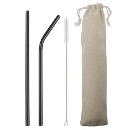 Conjunto de canudos reutilizáveis de aço inoxidável, conjunto de canudo de metal reutilizável, reto, dobrável, com escova de limpeza, bolsa de armazenamento, atacado, 18/10 - Image 1