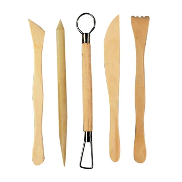 Conjunto de 5 Peças de Cerâmica para Escultura em Argila com Faca de Arte e Ferramentas de Modelagem DIY