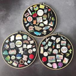 Exibição de pino de broche, placa de glitter para pendurar na parede, aro bordado - Image 4