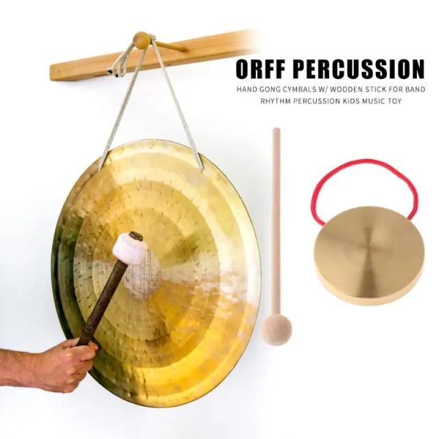 Címbalos de Cobre de 21cm com Vara de Madeira para Ritmos de Música Tradicional Chinesa