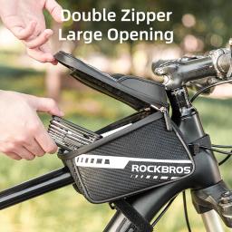 Rockbros saco de bicicleta da frente tela sensível ao toque reflexivo 1l saco de bicicleta duplo zíper saco de armazenamento separado mtb acessórios da bicicleta - Image 6