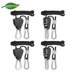 Superbud corda de catraca ajustável, 4 peças, 1/8 espaços, para cultivo pesado, luz, gancho de liga de zinco - Image 1