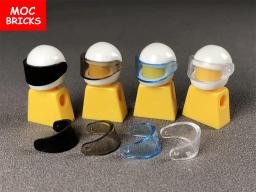 4 pçs/lote MOC Tijolos 30006 30124 88415 2446 2447 Capacete Da Motocicleta Viseira Figura de Ação usar blocos de construção brinquedo crianças presente - Image 5