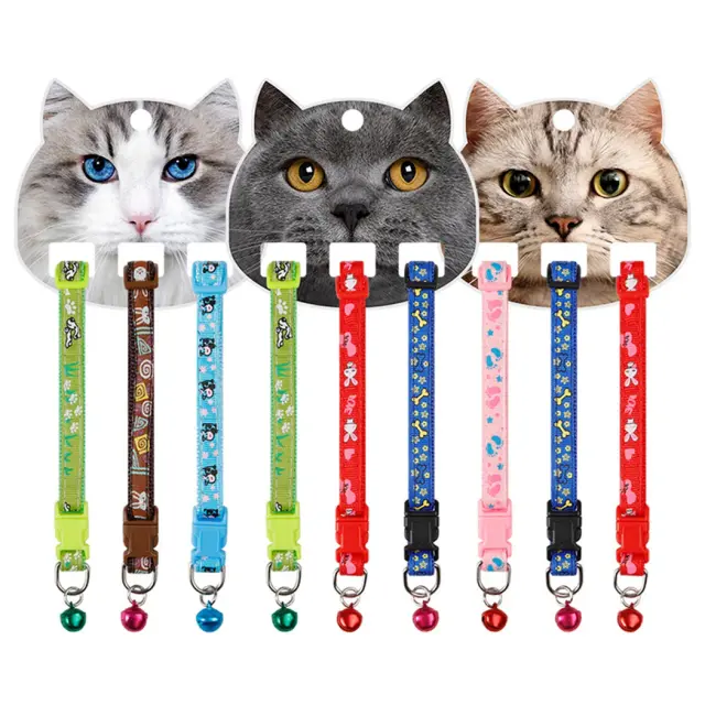 Coleiras ajustáveis de nylon com sinos para cães e gatos - Conjunto de 3 peças charmosas e práticas
