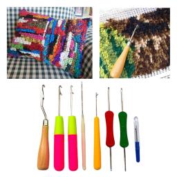 Kit de gancho de trava crochê curvo, 9 peças, agulha para fazer costura, ferramenta de tricô - Image 5
