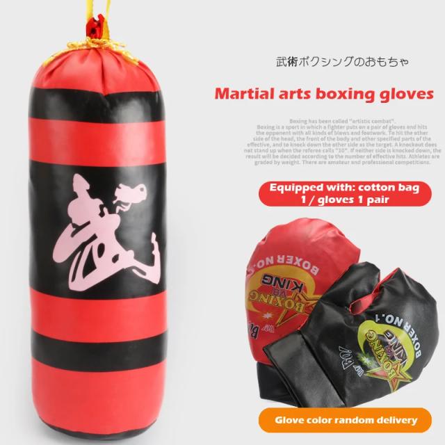 Conjunto de Boxe Infantil com Luvas e Saco para Brincadeiras ao Ar Livre