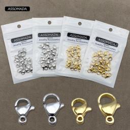 Assomada 25 pçs aço inoxidável stee banhado a ouro lagosta fecho para colar pulseira corrente garra fechos diy jóias fazendo acessórios - Image 6