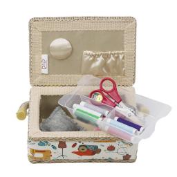 Nova cesta de costura com kit de costura artesanato de tecido ferramentas de costura pequena mini caixa de armazenamento melhor presente para a mãe diy acessórios de costura - Image 3