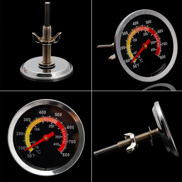 Termômetro de Aço Inoxidável para Churrasco: Medidor de Temperatura de 10 a 400 ℃ para Grade de Fumador
