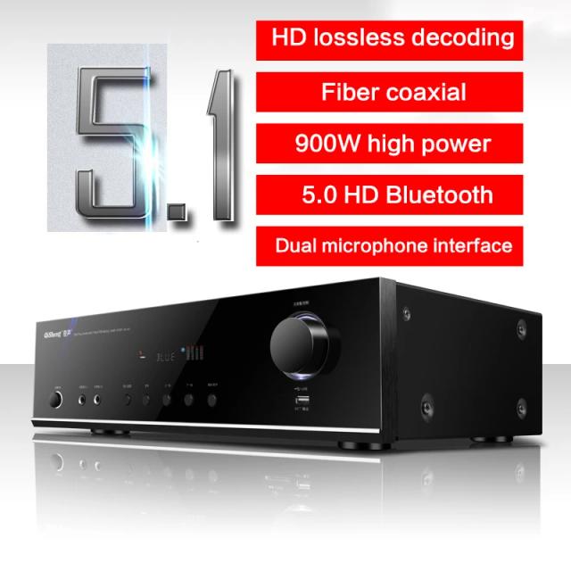 Amplificador de Potência DIY 900W de Alta Fidelidade para Áudio Profissional e Karaoke Bluetooth 5.1