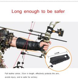 Caça tiro com arco braço guarda couro genuíno acessório de proteção ajustável para a prática cinta segura braçadeira - Image 6
