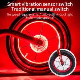 Bicicleta LED roda luz, cubo da cauda dianteira bicicleta, falou lâmpada, 1 lâmpada com 7 cores, 18 modos, recarregável, crianças equilíbrio - Image 5