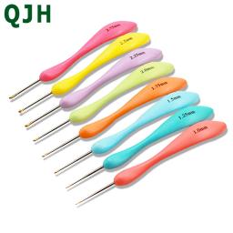 Conjunto de agulhas de crochê ergonômicas, 1.0-2.75mm, 8 peças, aço, com punho de borracha macia, colorido, amortecido, agulhas - Image 1