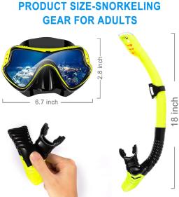 Conjunto de snorkel profissional, máscara de silicone, equipamento de mergulho, vidro temperado profundo, óculos de mergulho seco - Image 4