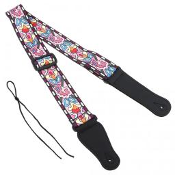 Correia de guitarra ajustável, acessórios de guitarra com estilo nacionais padrão flores 3 cores opcionais para guitarra/baixo - Image 2