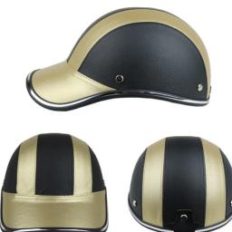 Boné de segurança ajustável de couro, capacete de beisebol para ciclismo, proteção solar ao ar livre, veículo elétrico, capacete protetor de bicicleta - Image 2