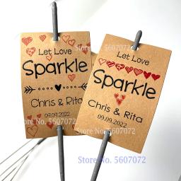 Xx diy-100 pces etiqueta personalizada, sparkler/fulgor vara etiquetas do fogo de artifício do casamento etiqueta personalizada, sparkler não incluído - Image 2