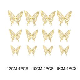 12 pçs/set 3d oco borboletas adesivos metal ouro prata rosa ouro oco borboleta para festa balões decoração de casa decoração da parede - Image 6