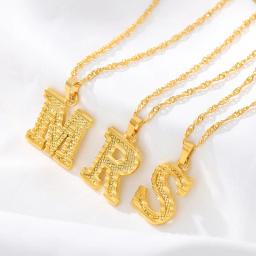Colar com pingente letra inicial para homens e mulheres, banhado a ouro 18k, corrente de ondas d'água, 26 letras - Image 2
