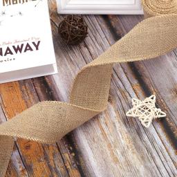 2m/rolo de tecido de serapilheira de juta natural hessian artesanato fita de cânhamo festa de casamento decoração de costura de natal presente diy embalagem - Image 3