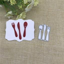 Faca e garfo colher de metal para scrapbooking, moldes de corte para diy, álbum, cartões de papel, artesanato decorativo, gravação em relevo - Image 3