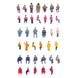 50 pces 1/87 trem ferroviário ho escala pessoas sentadas figuras pintadas masculinas e femininas - Image 3