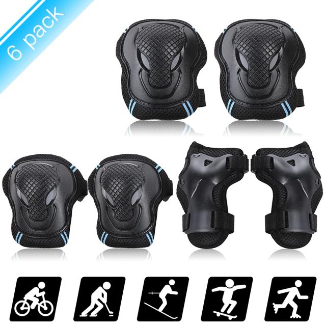 Conjunto Completo de Equipamentos de Proteção: Joelheiras, Cotoveleiras e Protetores de Pulso para Skate, Ciclismo e Equitação - 6 Peças для Adultos