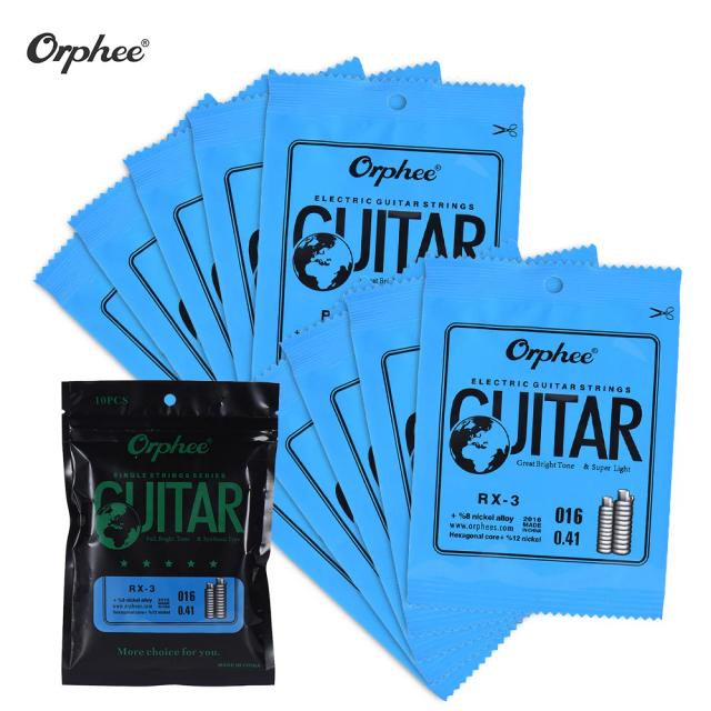 Conjunto de Cordas de Guitarra Elétrica Orphee 6 peças Niqueladas Super Leves Tensão Média (.011-.050)