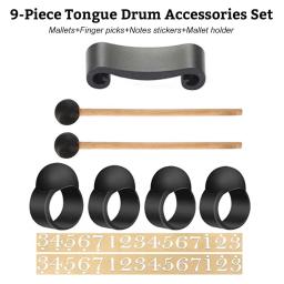 9 peças de acessórios para tambor de língua, conjunto de anexos com maletes, palhetas, mangas, notas, adesivos para mão/quadro/tambores - Image 5