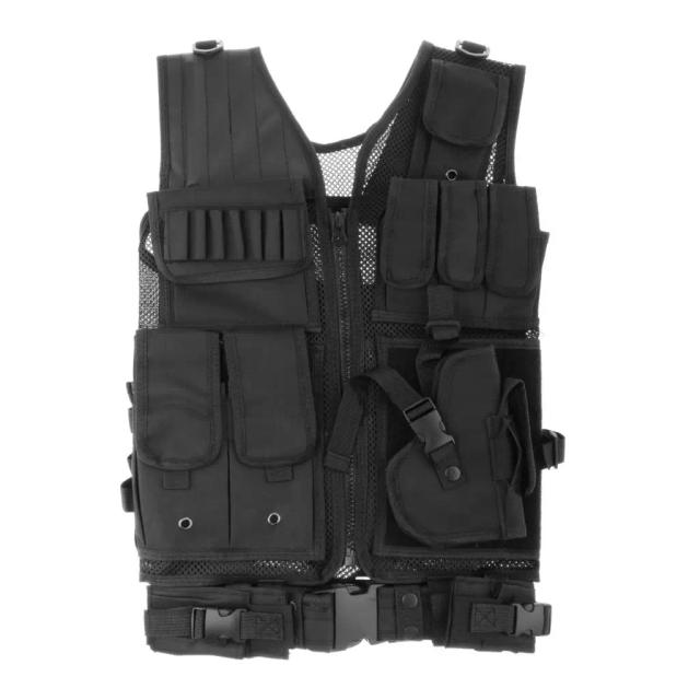 Colete Tático Militar Respirável e Ajustável para Treinamento de Combate com Suporte de Coldre e Resistência para Adultos