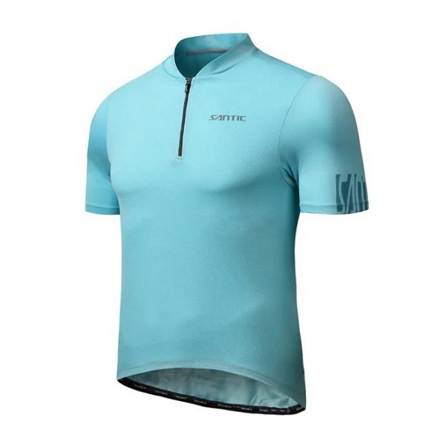 Camisa de Ciclismo Masculina Santic: Respirável, Reflexiva e de Manga Curta com Meio Zíper para Ciclistas - Ideal para o Verão e MTB