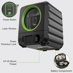 Huepar 2 linhas de nível laser auto-nivelamento feixe verde cruz linha vertical & horizontal 100ft alinhamento ferramentas a laser para casa diy - Image 2